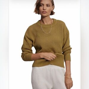 Varley green Hester knit Cotton oversized crew neck pullover sweater S